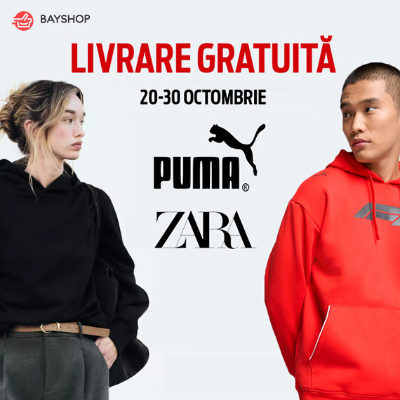 Livrare gratuită a articolelor Zara și Puma